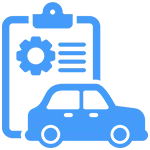 Comprehensive Service Clipboard with Car infront Icon